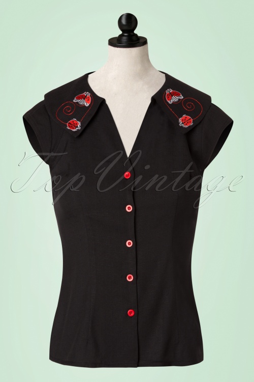 Vixen - Nena Ladybug Blouse Années 50 en Noir