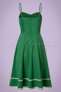 Vixen - 50s Delilah Daisy Swing Dress in Green 7