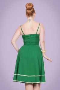 Vixen - 50s Delilah Daisy Swing Dress in Green 6