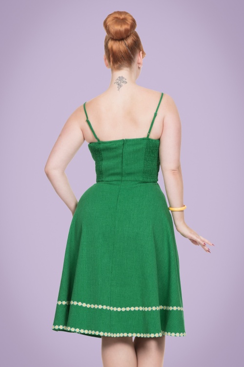 Vixen - 50s Delilah Daisy Swing Dress in Green 6