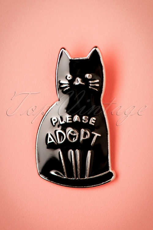 Darling Divine - Bitte adoptieren Sie die Katzenbrosche in Schwarz