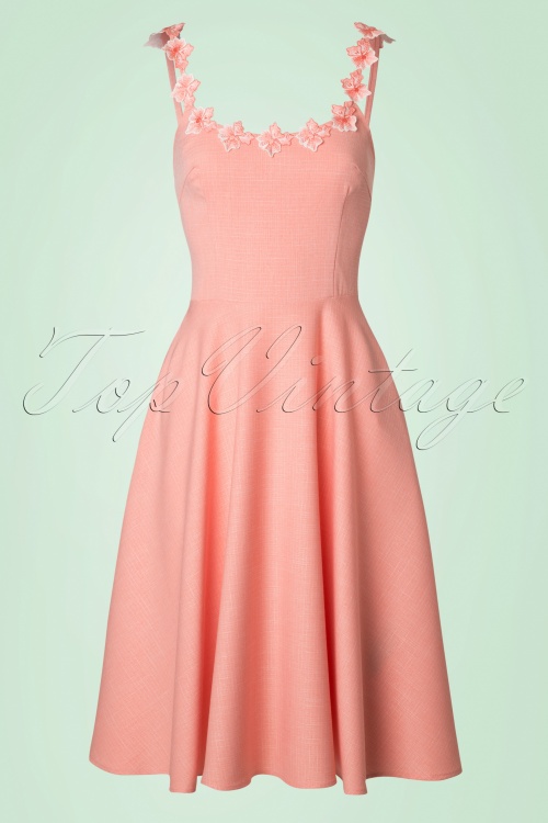 Vixen - 50s Violet Swing Dress in Light Pink