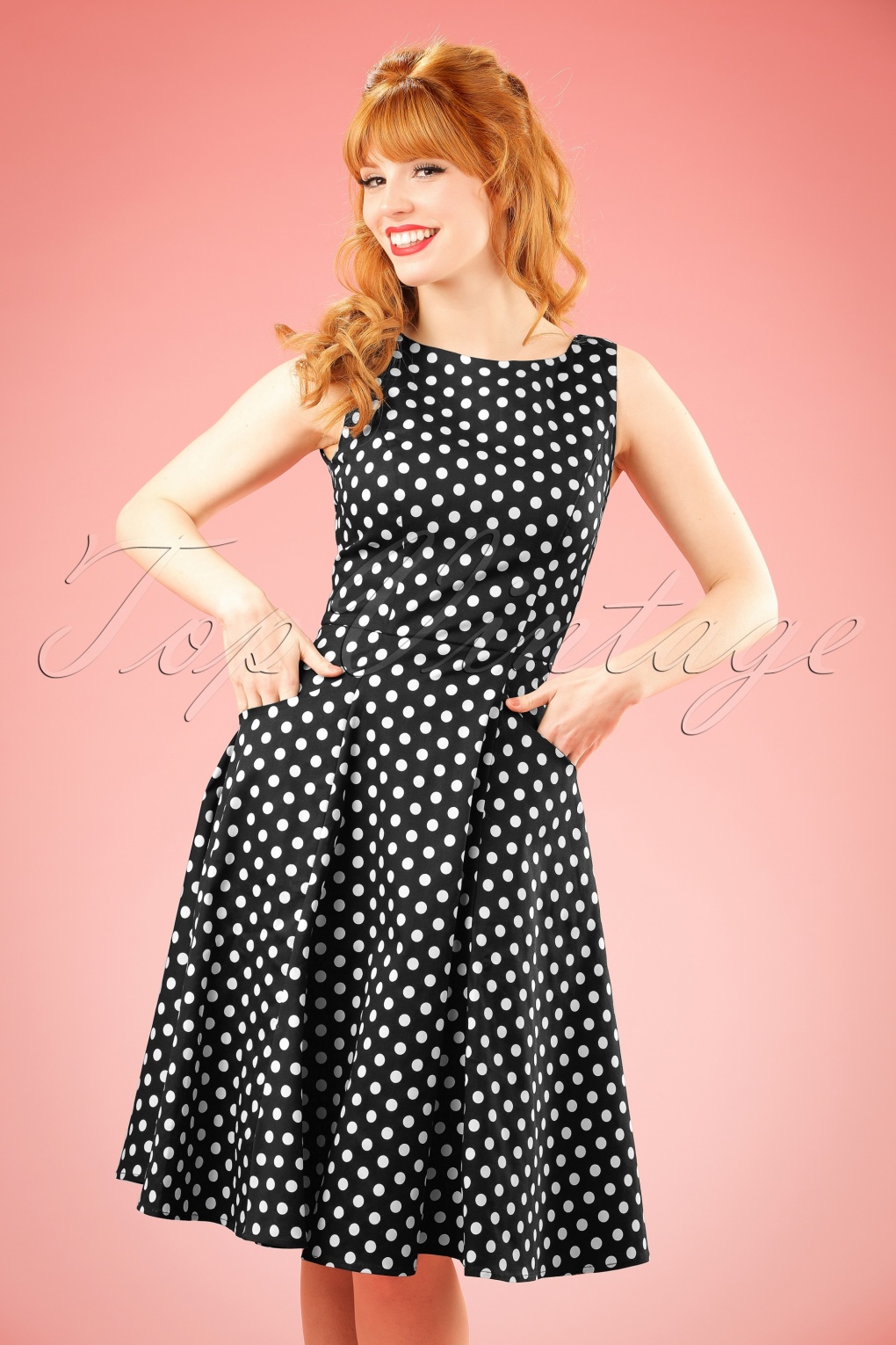 black and white polka dot gown