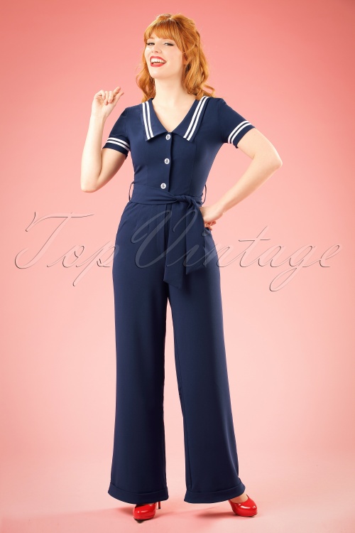 Bunny - 50s Ambleside Jumpsuit in Navy