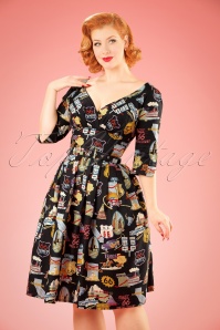 Victory Parade - TopVintage Exclusive ~ 50s Livia Route 66 Frock Swing Dress in Black