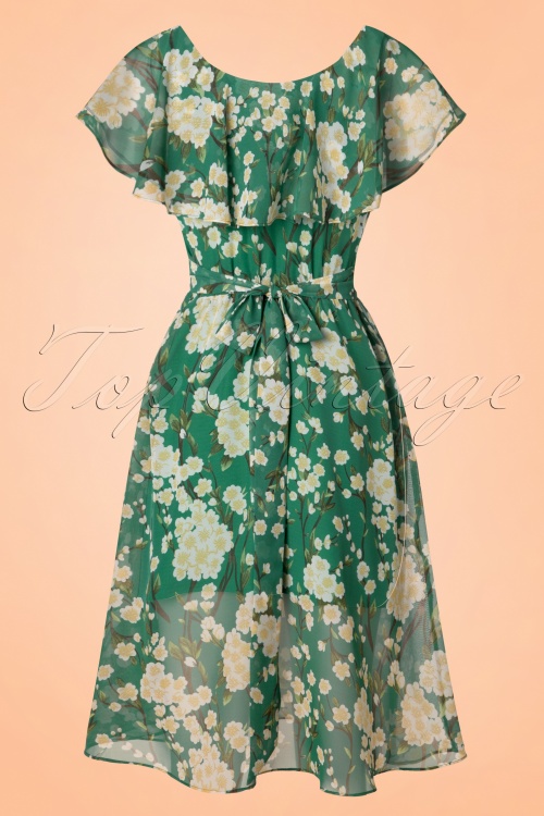 Vixen - Agatha Floral Swing Dress Années 50 en Vert 6