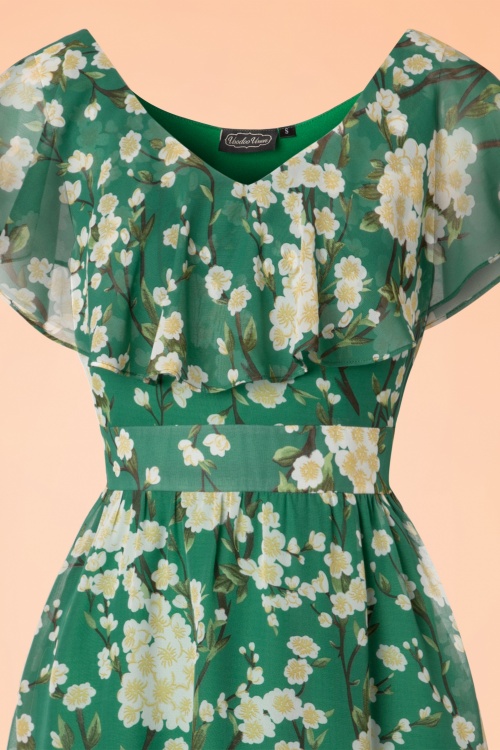 Vixen - 50s Agatha Floral Swing Dress in Green 4