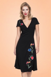 Vixen - Primrose Wrap Dress Années 50 en Noir 3