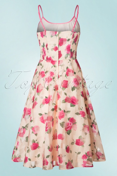 Vixen - 50s Tabitha Roses Swing Dress in Cream 7