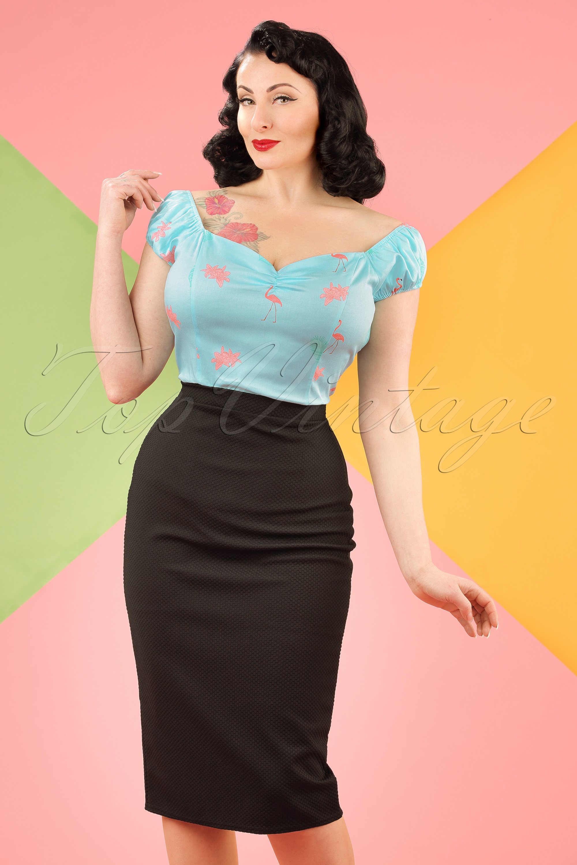 Vintage Chic for Topvintage - Joyce pencilrok in zwart