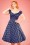 Dolores Polkadots Doll Swing Dress Années 50 en Bleu Marine et Blanc