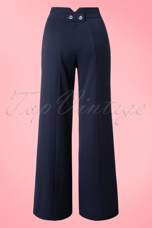 Goede 40s Stay Awhile Trousers in Navy ER-73