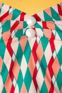 Collectif Clothing - Dolores Atomic Harlequin Top in rood en jade 3