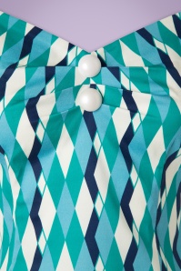 Collectif Clothing - Dolores Atomic Harlequin Top Années 50 en Bleu et Jade 3