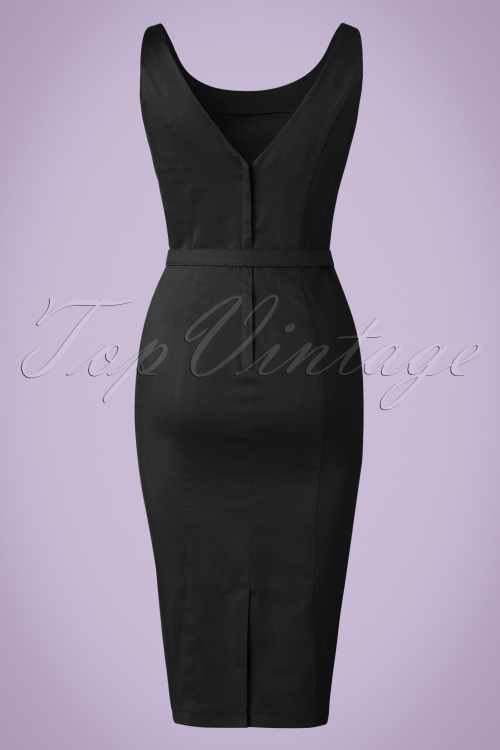 Collectif Clothing - Ines Pencil Dress Années 50 en Noir 5