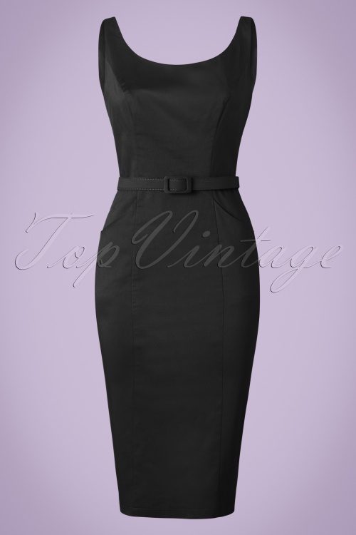 Collectif Clothing - Ines Pencil Dress Années 50 en Noir 2
