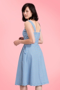 Emily and Fin - Pippa Striped Dress Années 50 en Bleu et Blanc 6