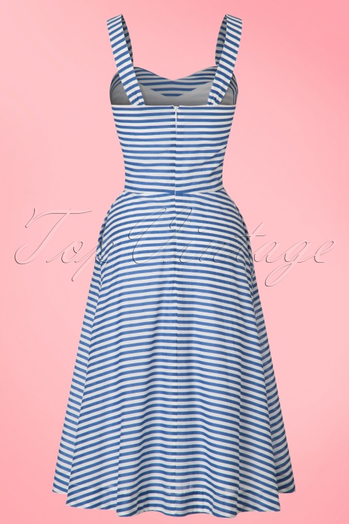 Emily and Fin - 50s Pippa Striped Dress in Blue and White 7