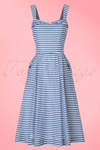 Emily and Fin - Pippa Striped Dress Années 50 en Bleu et Blanc