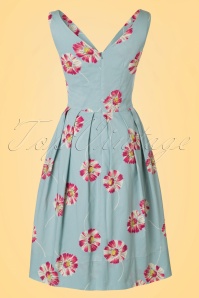 Emily and Fin - 50s Lillian Floating Daisies Dress in Dusty Blue 8