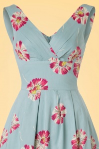 Emily and Fin - 50s Lillian Floating Daisies Dress in Dusty Blue 5