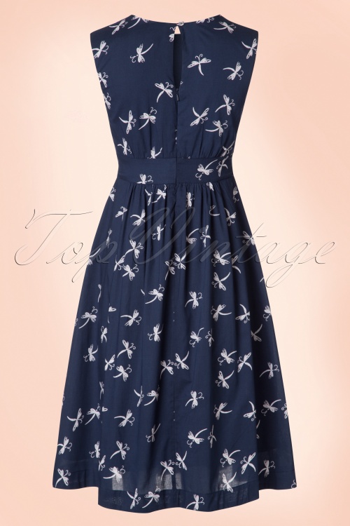 Emily and Fin - 50s Lucy Long Dragonfly Dress in Midnight Blue 6