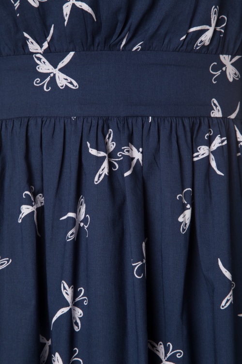 Emily and Fin - 50s Lucy Long Dragonfly Dress in Midnight Blue 5