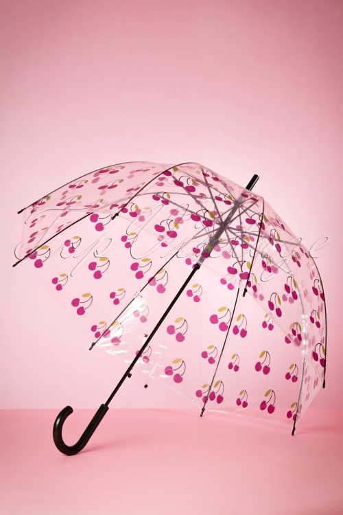 So Rainy - 60s My Sweet Cherry Transparent Dome Umbrella in Black 3
