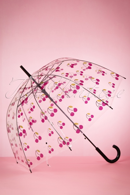 So Rainy - My Sweet Cherry Transparenter Kuppelschirm in Schwarz