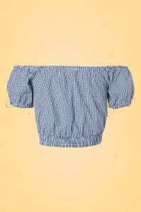 Banned Retro - All Mine Gingham-top in marineblauw 2
