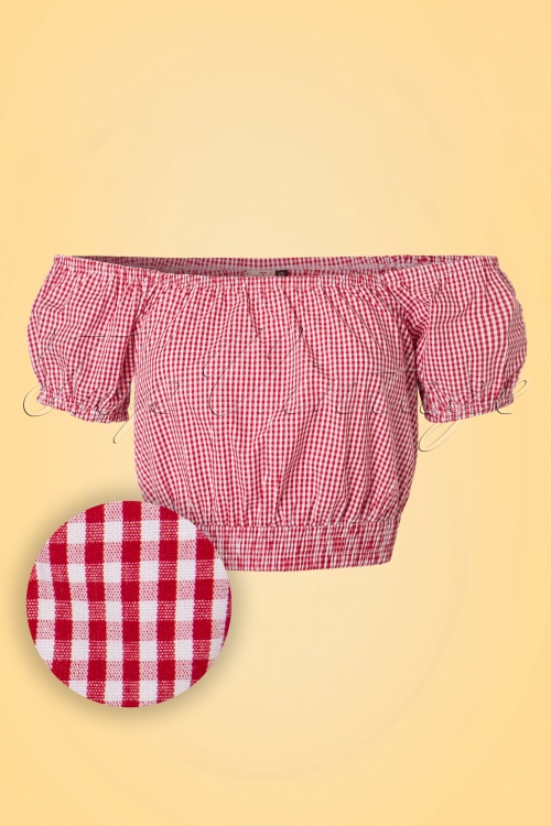 Banned Retro - All Mine Gingham Top Années 50 en Rouge 2