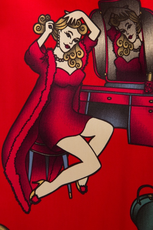 Banned Retro - 50s Vanity Swing Skirt in Bright Red 4