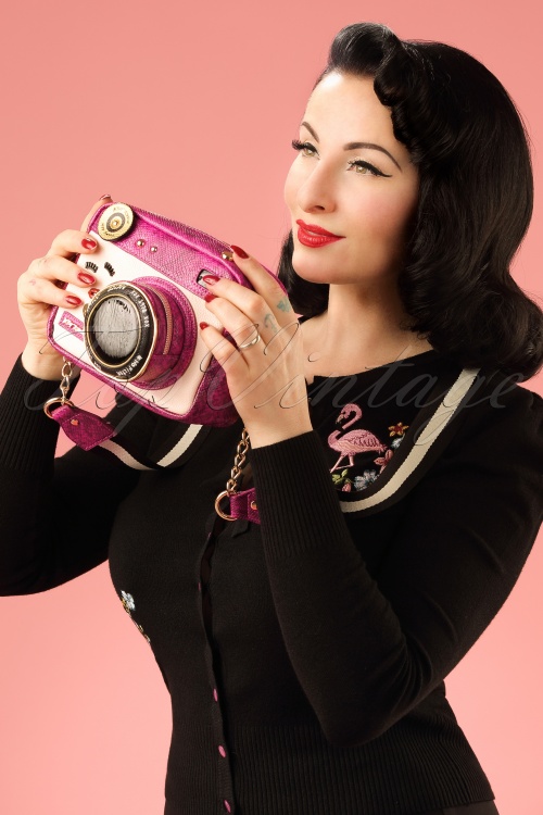 Betsey Johnson - Kitsch Close Up Camera Bag Années 60 en Rose 2