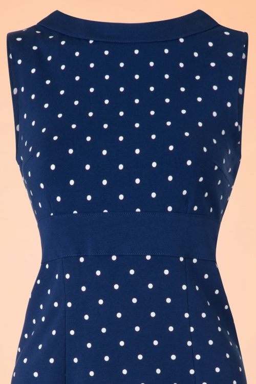 Mademoiselle YéYé - 60s Lolette Dots Dress in Blue 3