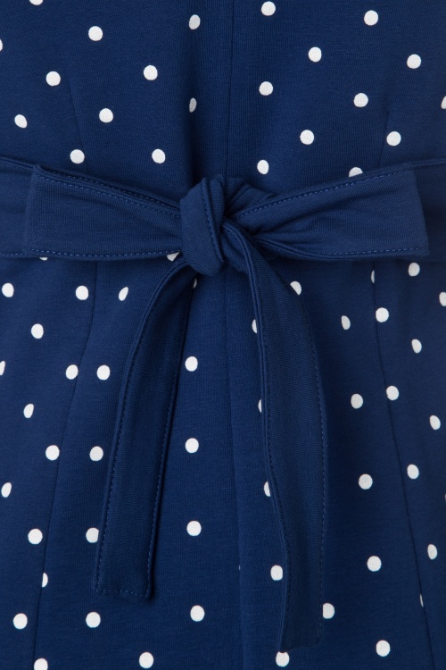 Mademoiselle YéYé - 60s Lolette Dots Dress in Blue 5