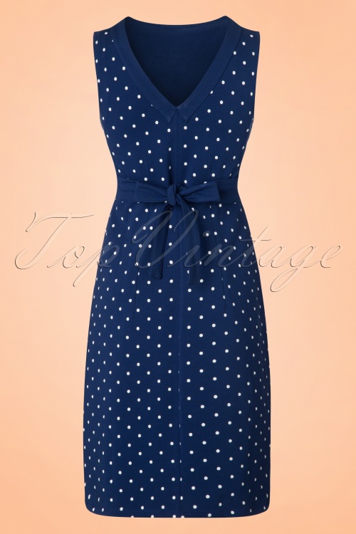 Mademoiselle YéYé - 60s Lolette Dots Dress in Blue 4