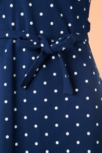 Mademoiselle YéYé - June jurk met polkadots in marineblauw 5