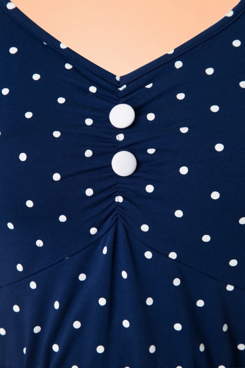 Mademoiselle YéYé - June jurk met polkadots in marineblauw 4