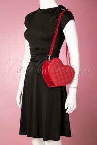 Vixen - 60s Eliza Lacquer Heart Handbag in Red 6