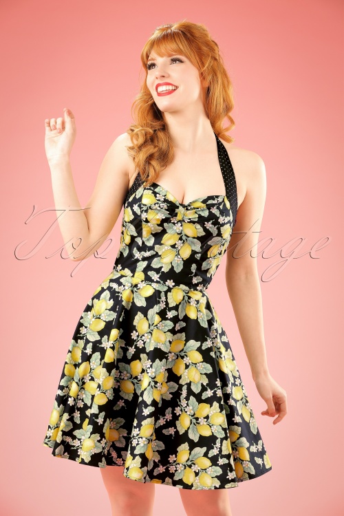 Bunny - Leandra Lemon Halfter-Swing-Kleid in Schwarz