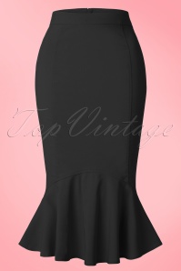 Collectif Clothing - Winifred Fishtail Skirt Années 50 en Noir 2