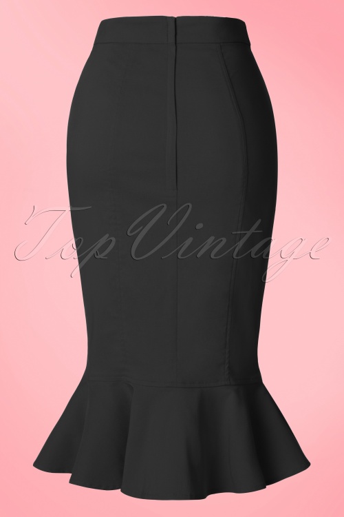 Collectif Clothing - Winifred Fishtail Skirt Années 50 en Noir 4