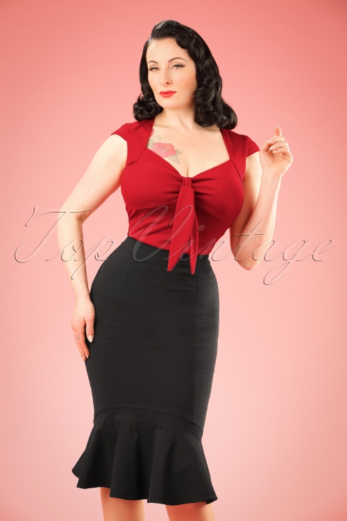 Collectif Clothing - Winifred Fishtail-Rock in Schwarz