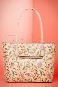 La Parisienne - 60s Jenny Floral Handbag in Beige 5