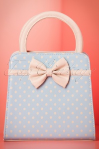 Banned Retro - 50s Carla Polkadot Handbag in Light Blue and Beige