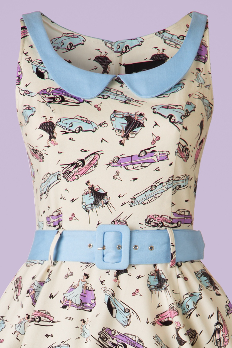 Collectif Clothing - Kitty Car swingjurk in ivoor 6