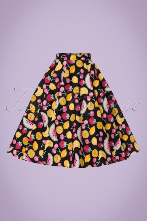 Bunny - 50s Tutti Frutti Swing Skirt in Black 3