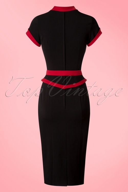 Miss Candyfloss - Exclusief TopVintage ~ Sabine Katalin Pencil Dress in zwart en rood 6