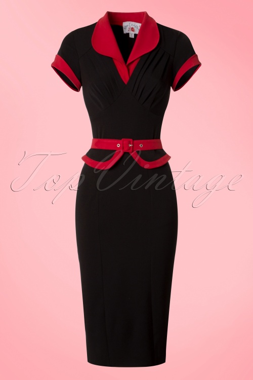 Miss Candyfloss - TopVintage exclusive ~ 50s Sabine Katalin Pencil Dress in Black and Red 2