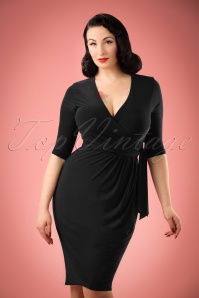Vintage Chic for Topvintage - 50s Layla Cross Over Pencil Dress in Black